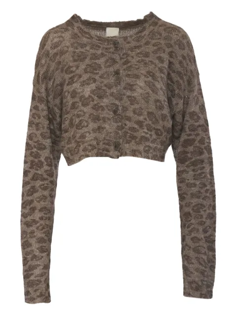 Krizia Pre-Owned leopard-print cropped cardigan