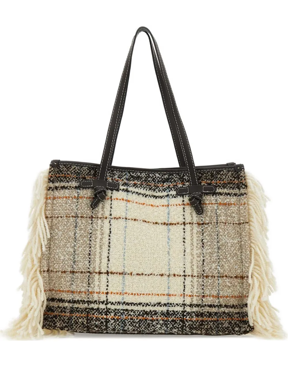Marcella Club Marcella Fringe Plaid Tote Bag