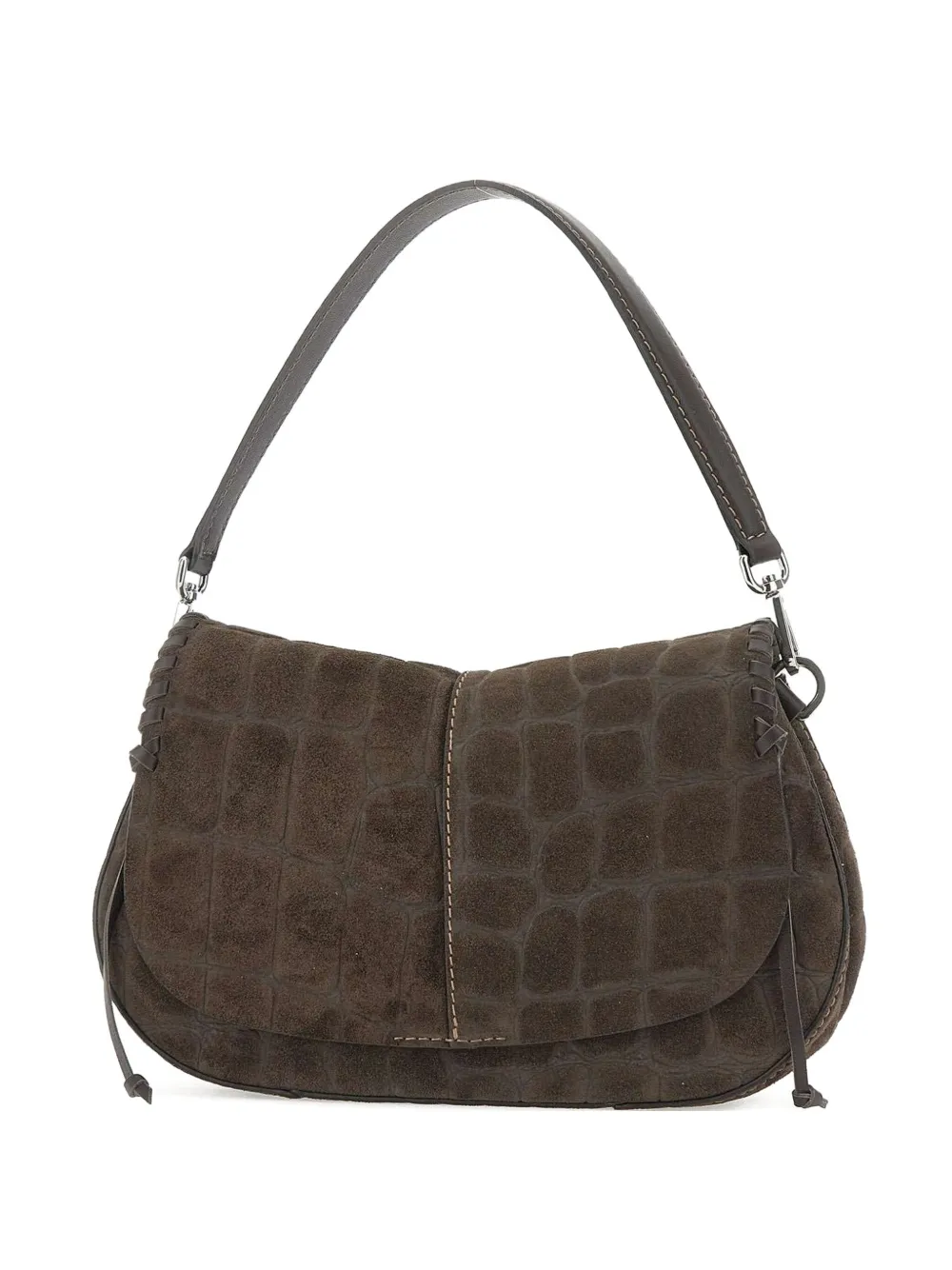 GIANNI CHIARINI Helena Round schoudertas met krokodillenprint Bruin