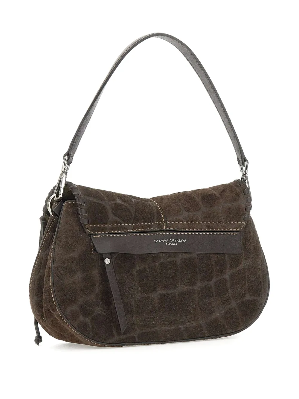 GIANNI CHIARINI Helena Round schoudertas met krokodillenprint Bruin