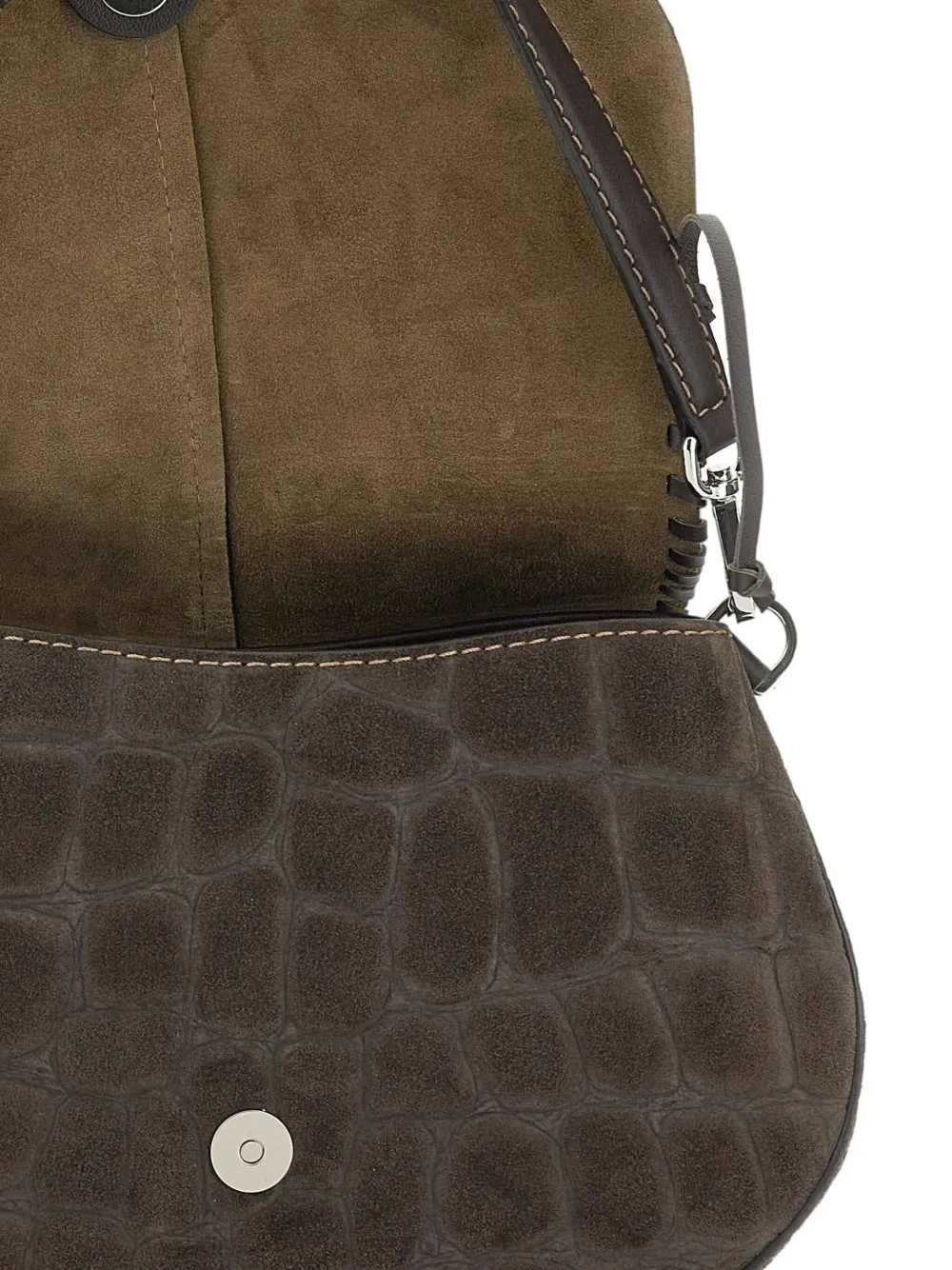GIANNI CHIARINI Helena Round schoudertas met krokodillenprint Bruin