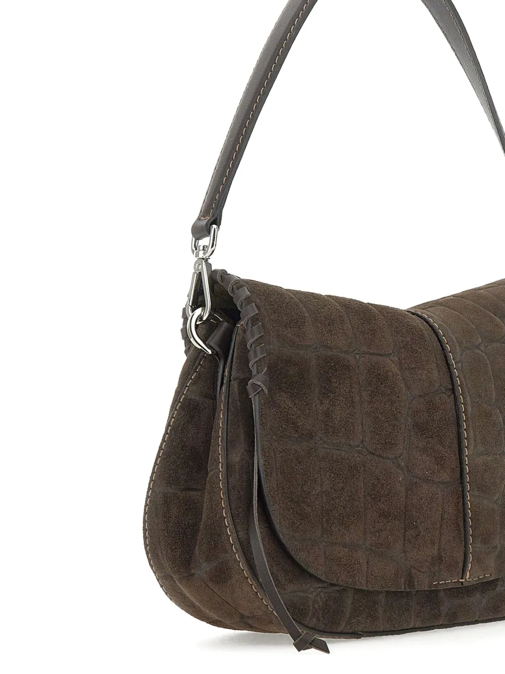 GIANNI CHIARINI Helena Round schoudertas met krokodillenprint Bruin