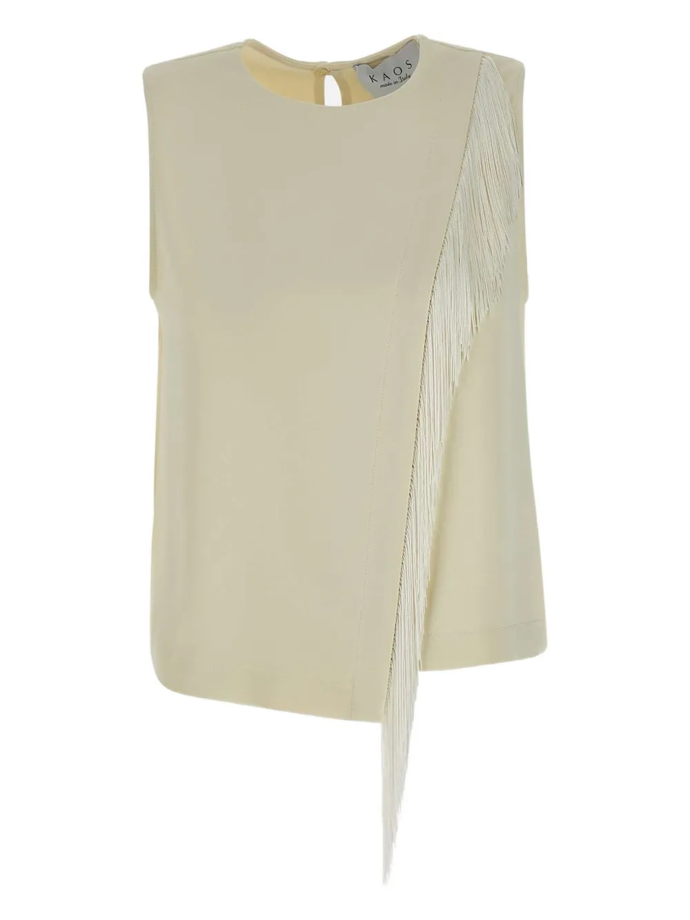 Kaos Fringe-detail Sleeveless Top In Neutral