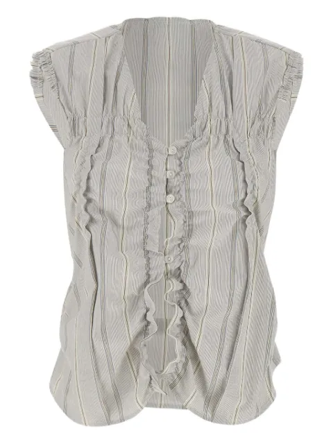 Low Classic ruffled striped sleeveless blouse