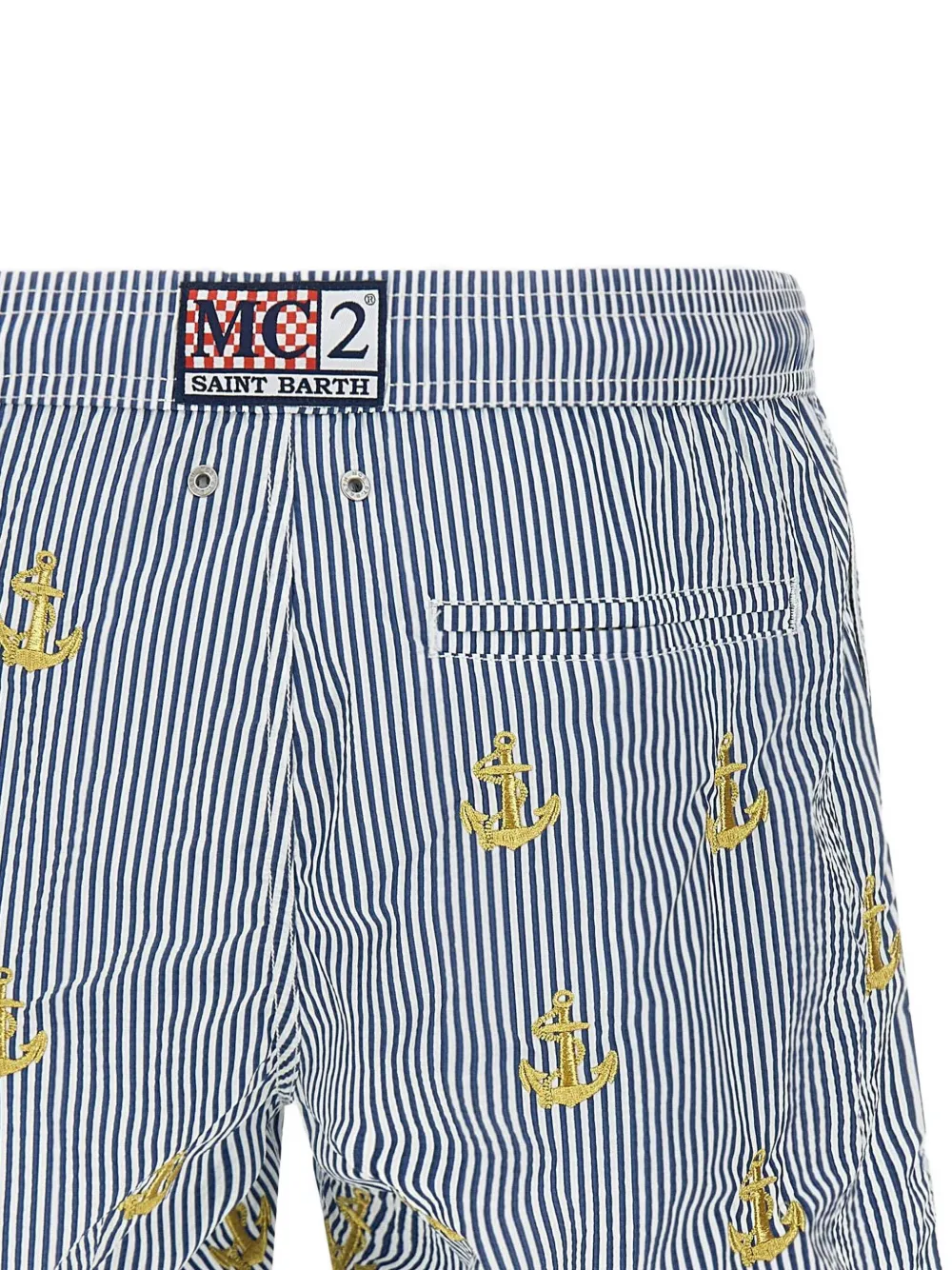MC2 Saint Barth Gustavia gestreepte zwembroek met borduurwerk Blauw