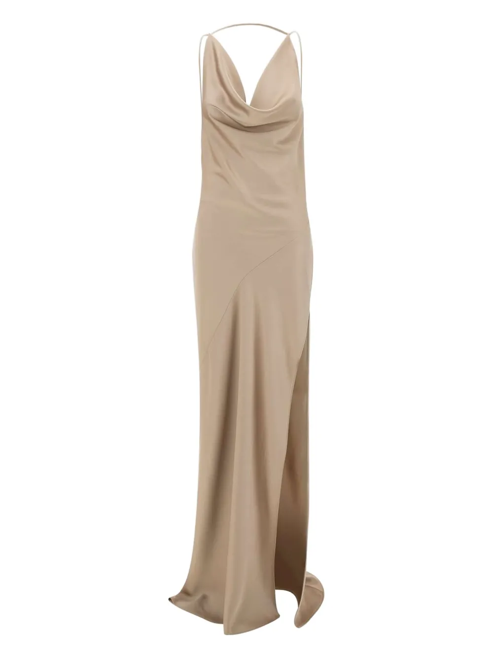 cowl neck satin gown