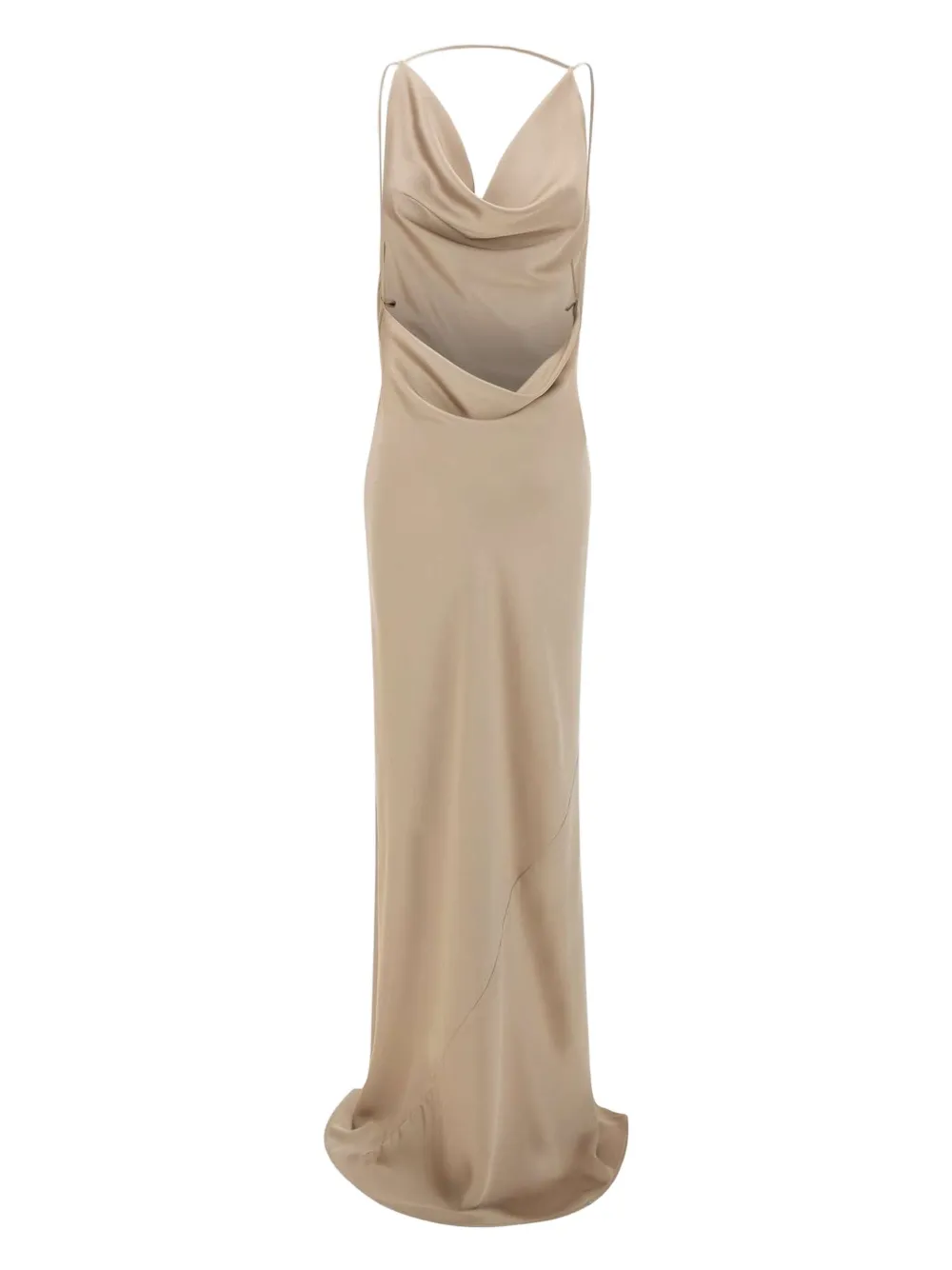THE ANDAMANE cowl neck satin gown - Beige
