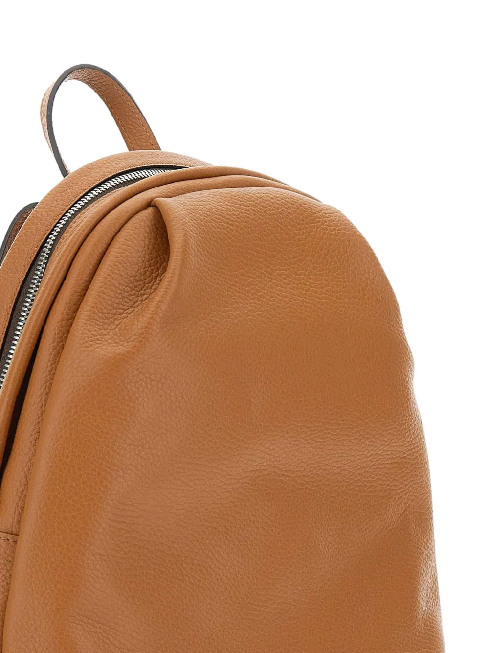 GIANNI CHIARINI Emanuela pleated-detail leather backpack Bruin