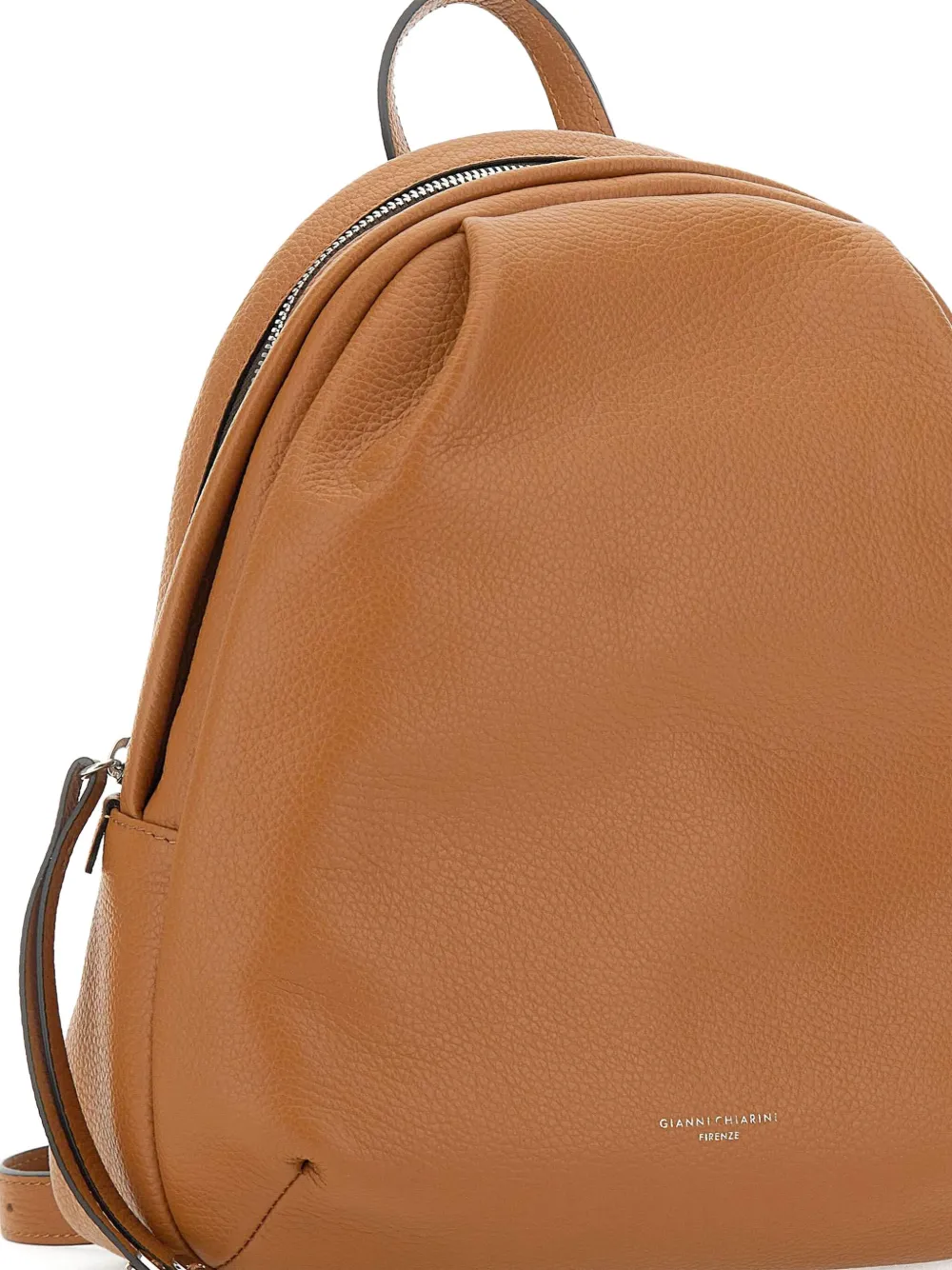 GIANNI CHIARINI Emanuela pleated-detail leather backpack Bruin