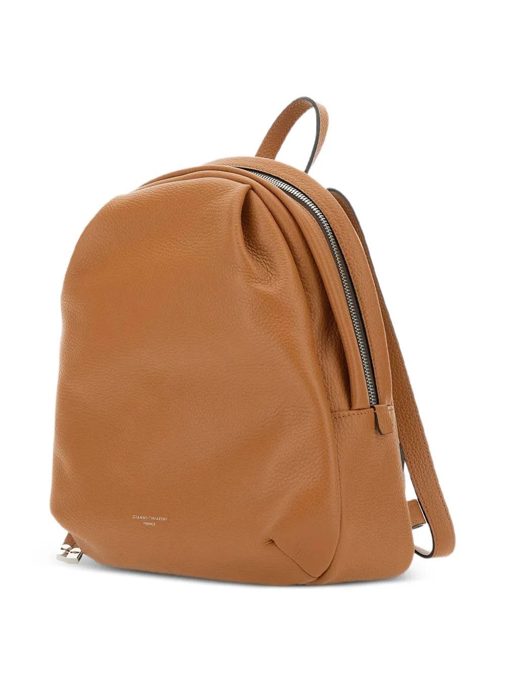 GIANNI CHIARINI Emanuela pleated-detail leather backpack Bruin