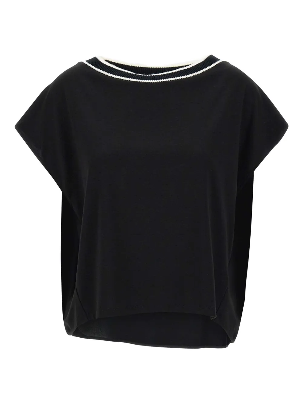 kaos playera con ribete a rayas | negro | Image 1