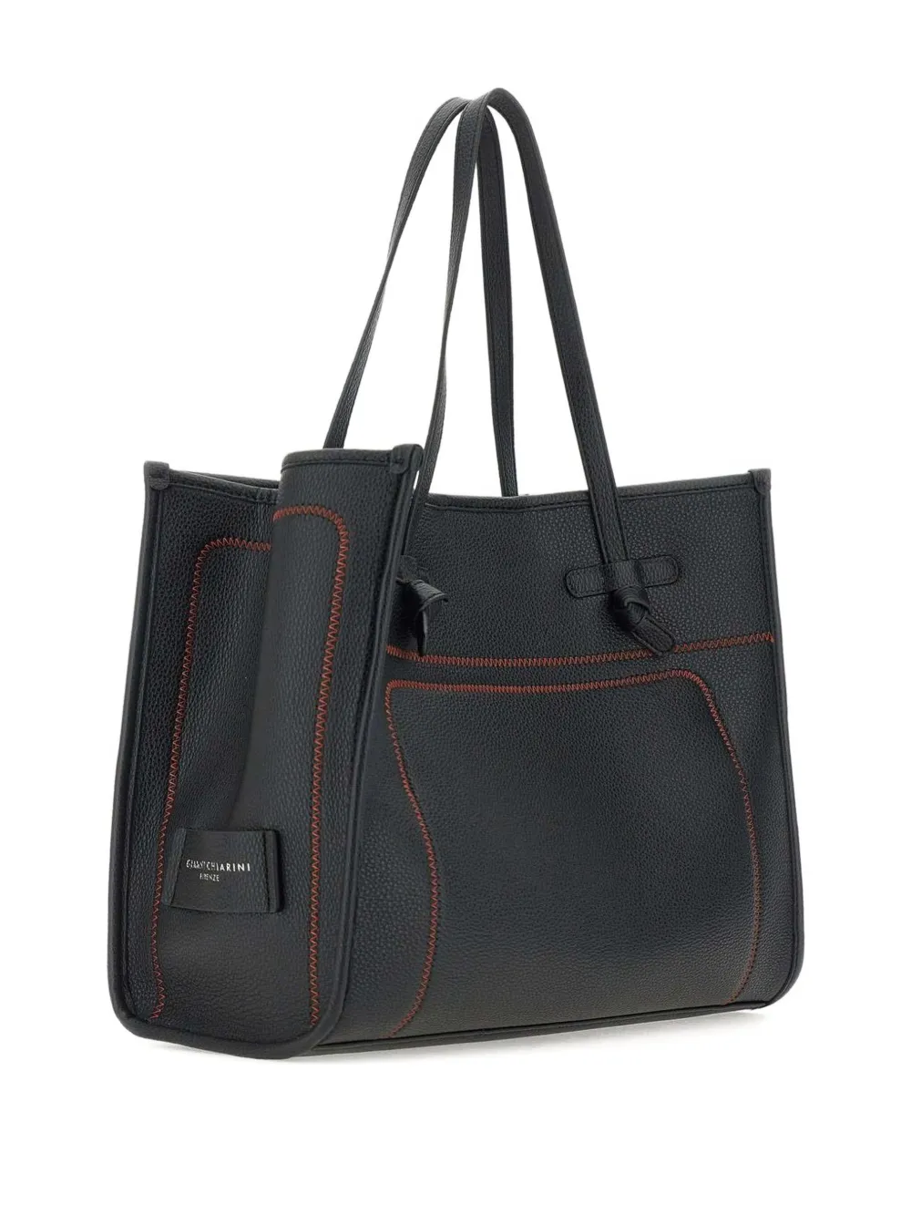 GIANNI CHIARINI Marcella leren shopper met textuur Zwart