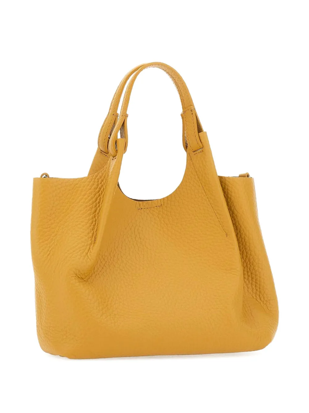 GIANNI CHIARINI Leren shopper met dubbel handvat Geel