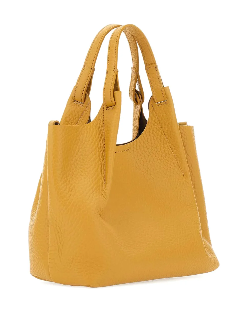 GIANNI CHIARINI Leren shopper met dubbel handvat Geel