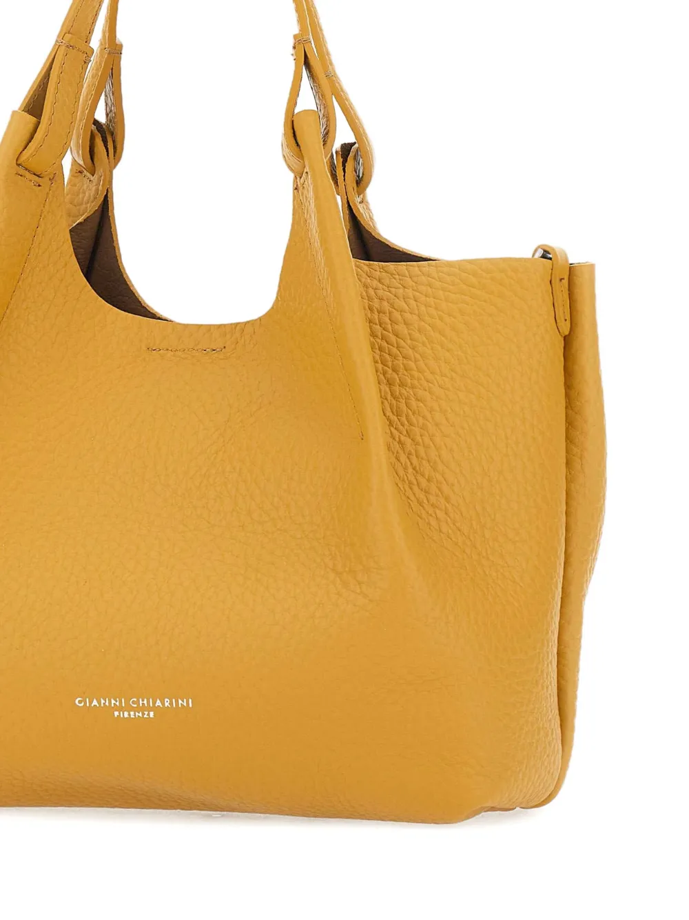 GIANNI CHIARINI Leren shopper met dubbel handvat Geel