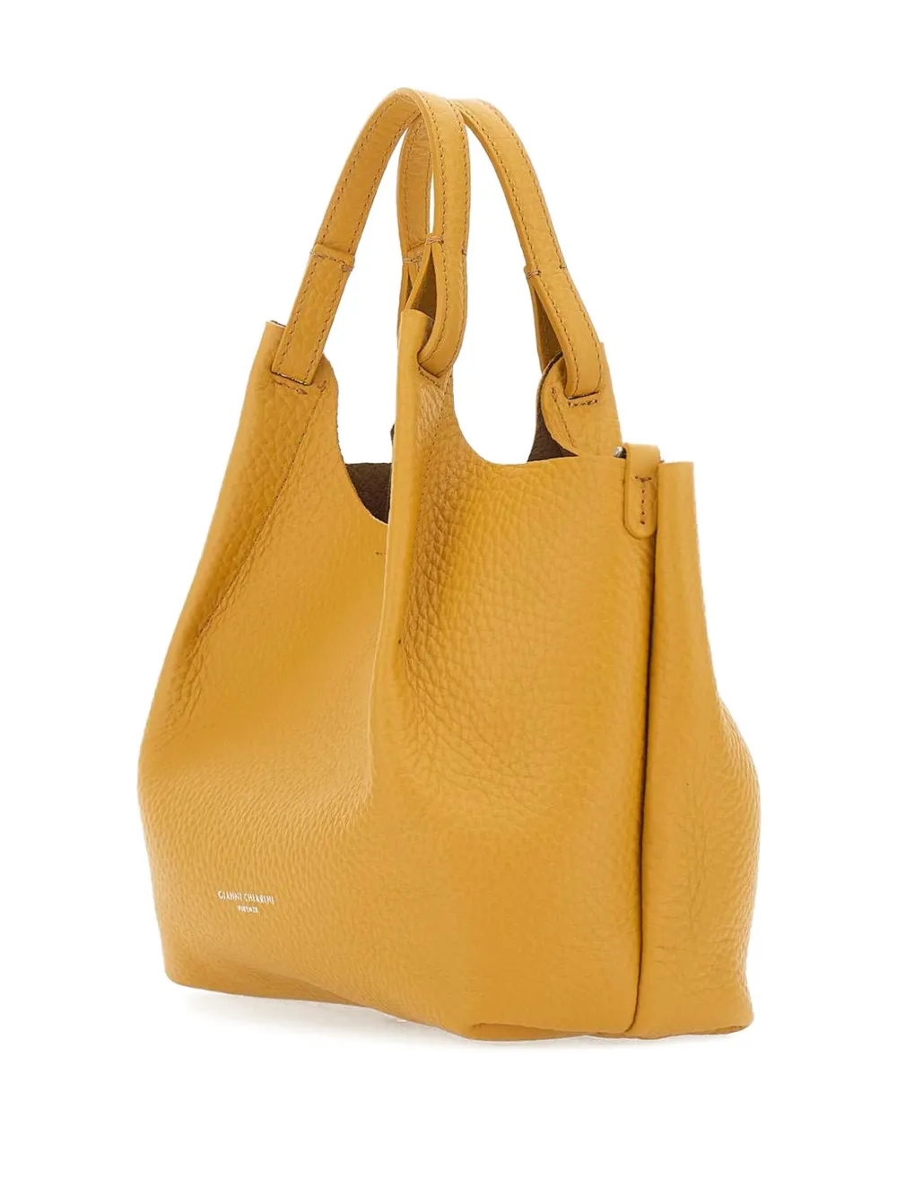 GIANNI CHIARINI Leren shopper met dubbel handvat Geel