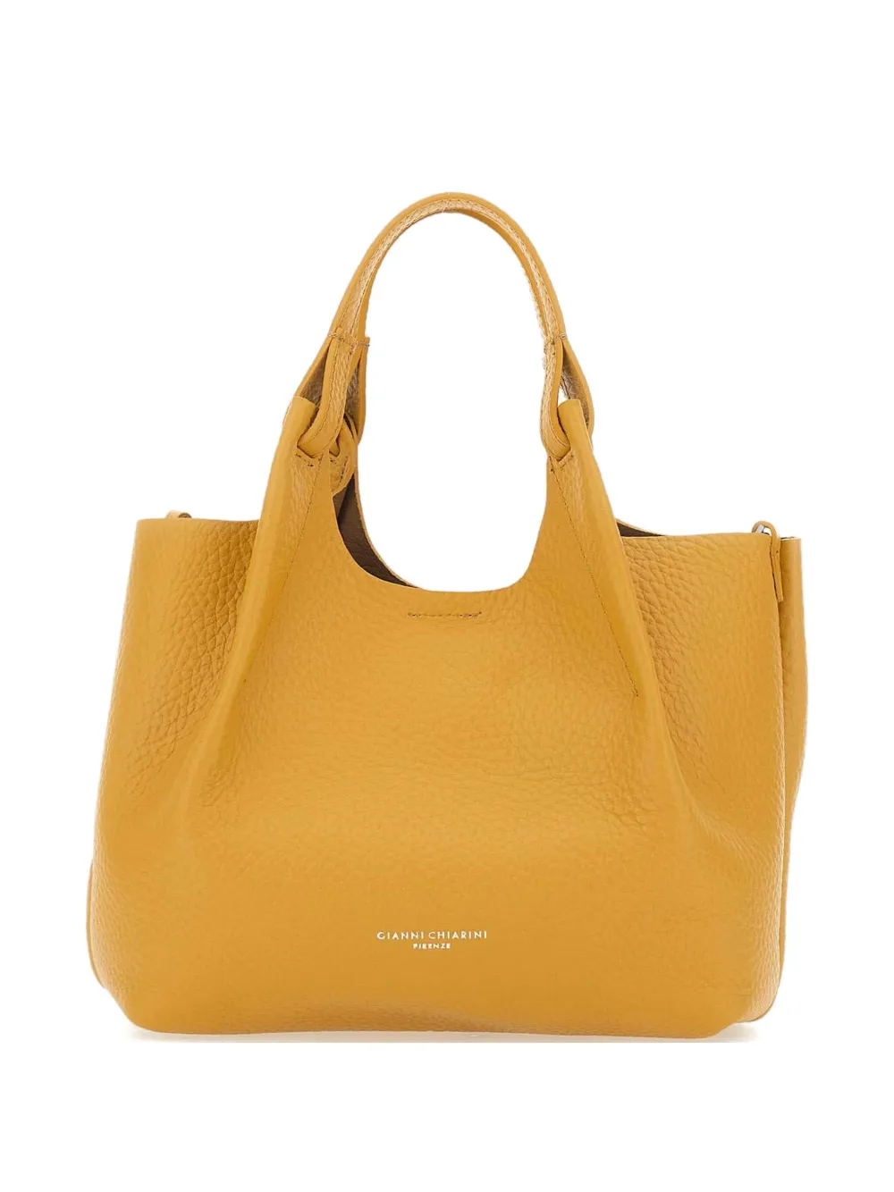 GIANNI CHIARINI Leren shopper met dubbel handvat Geel
