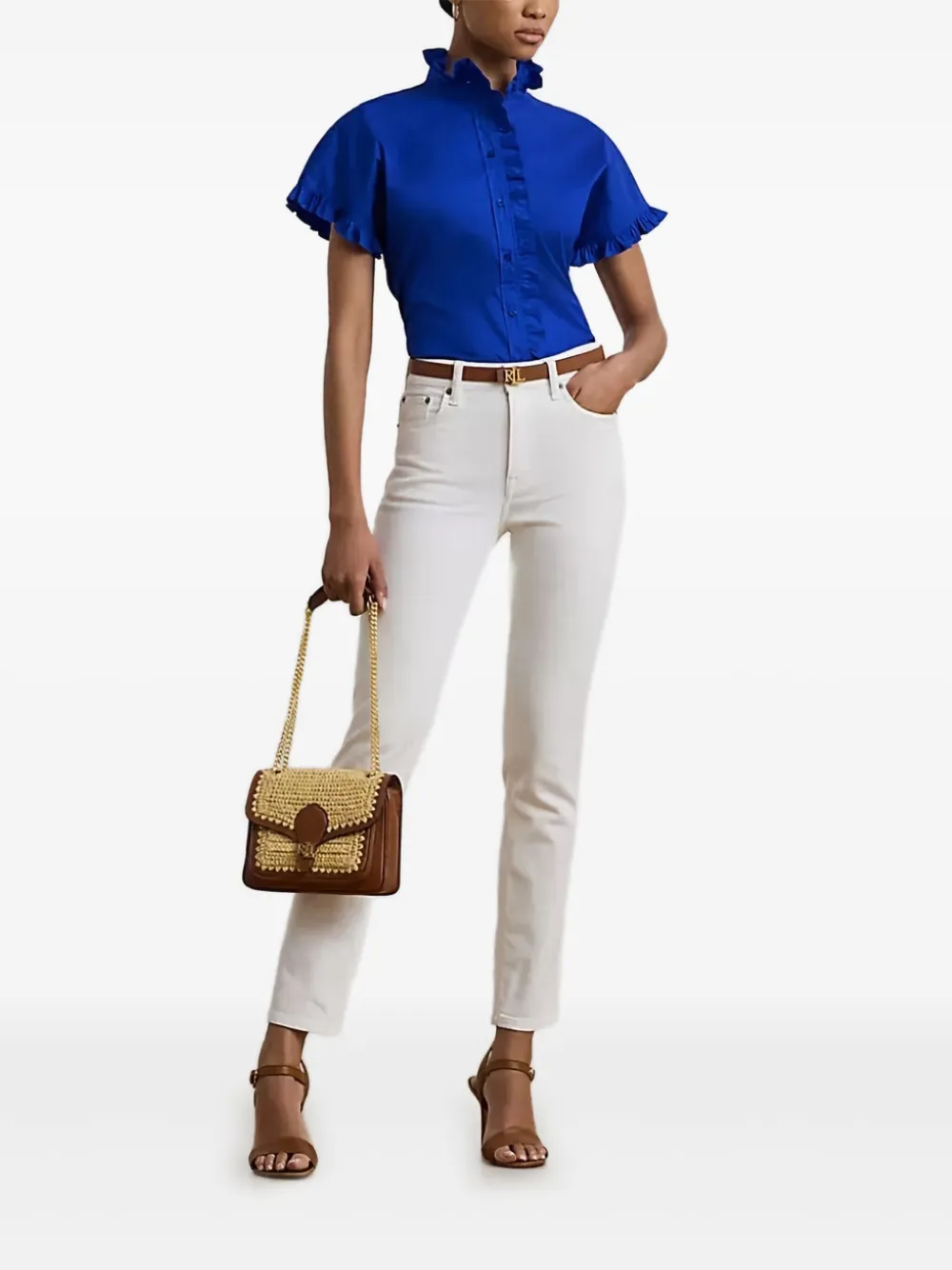 ruffle-trim short-sleeve shirt