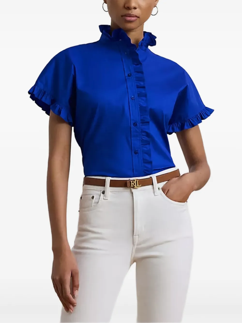 Lauren Ralph Lauren Blouse met ruches - Blauw