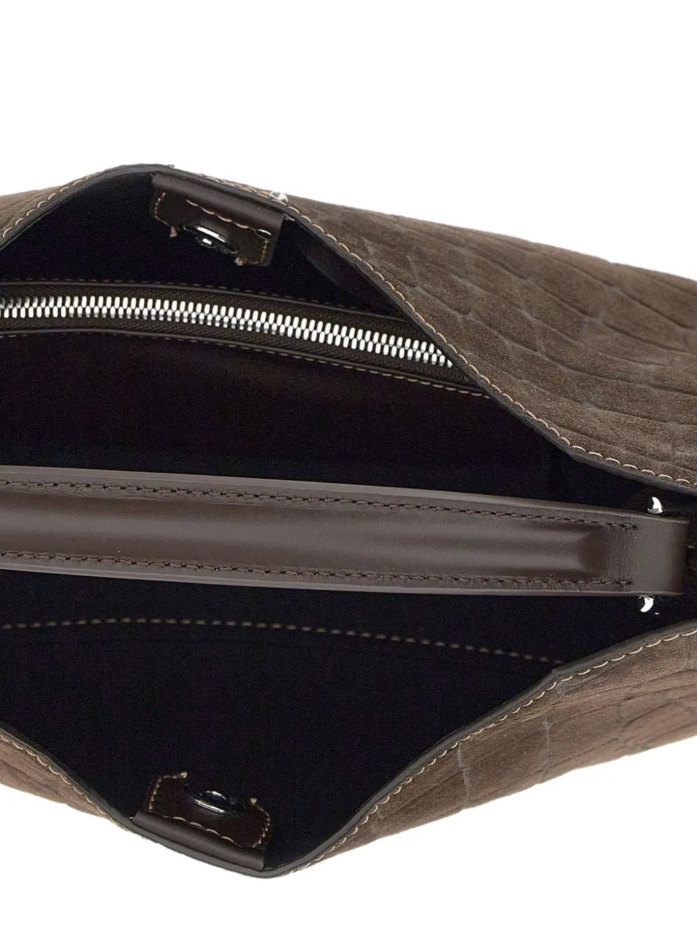 GIANNI CHIARINI Tas met krokodillen-reliëf en handvat Bruin