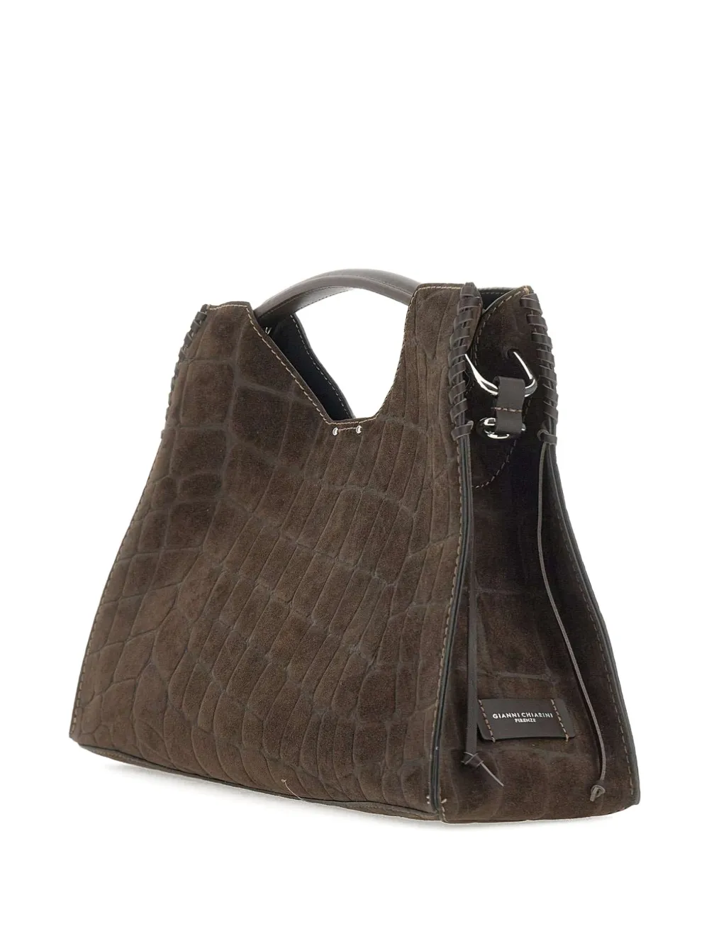 GIANNI CHIARINI Tas met krokodillen-reliëf en handvat Bruin