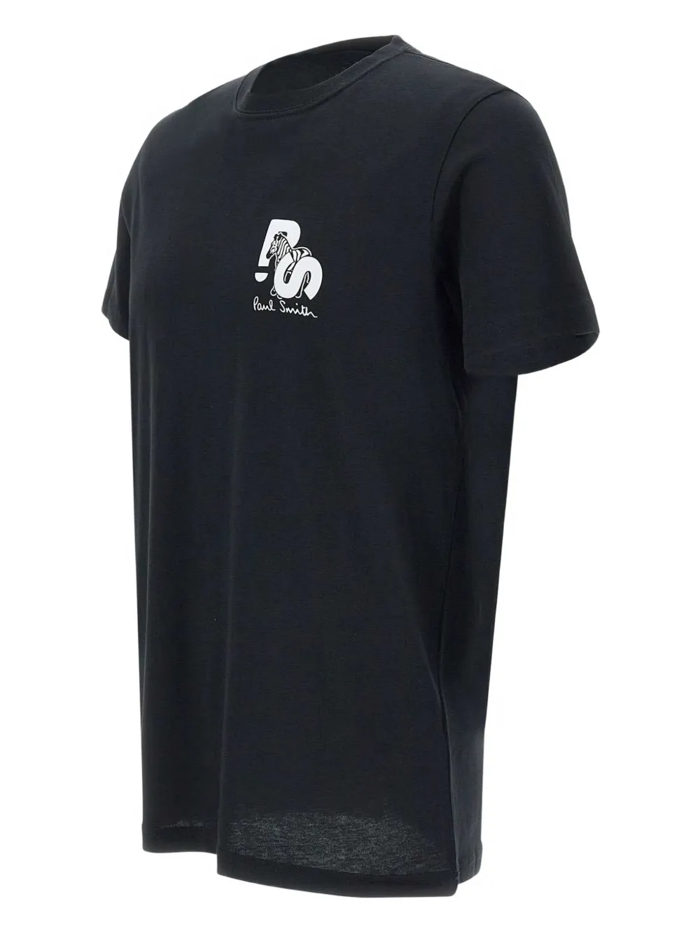 Ps By Paul Smith Organic Cotton Black Tilt Zebra Logo T-shirt