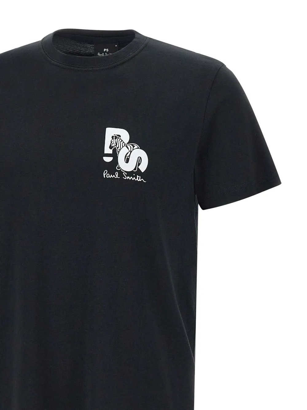 Ps By Paul Smith Organic Cotton Black Tilt Zebra Logo T-shirt