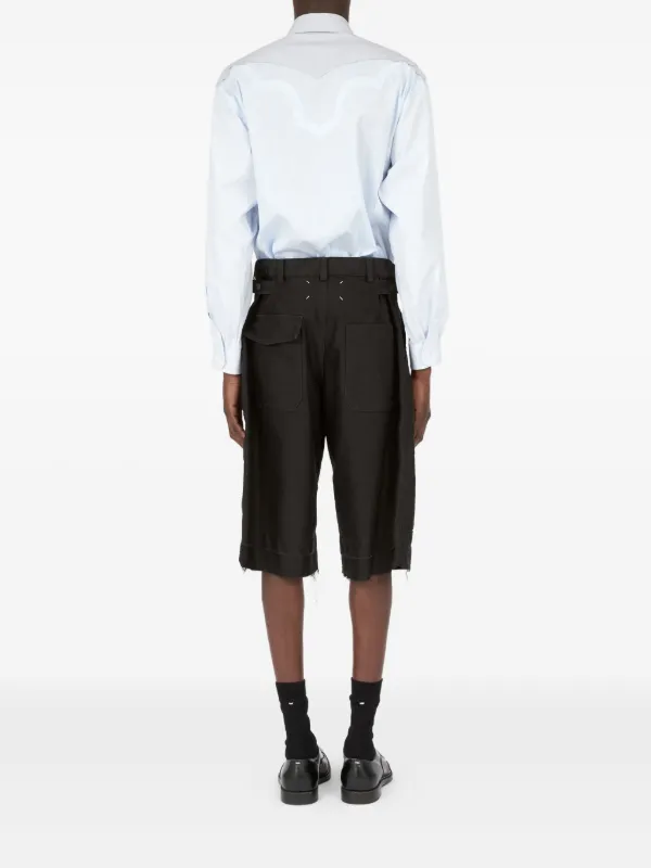 Margiela ショーツ　ショートパンツ ドローコード　黒　ブラック MM6 MAISON MARGIELA ストレッチツイル ショートパンツ | THE