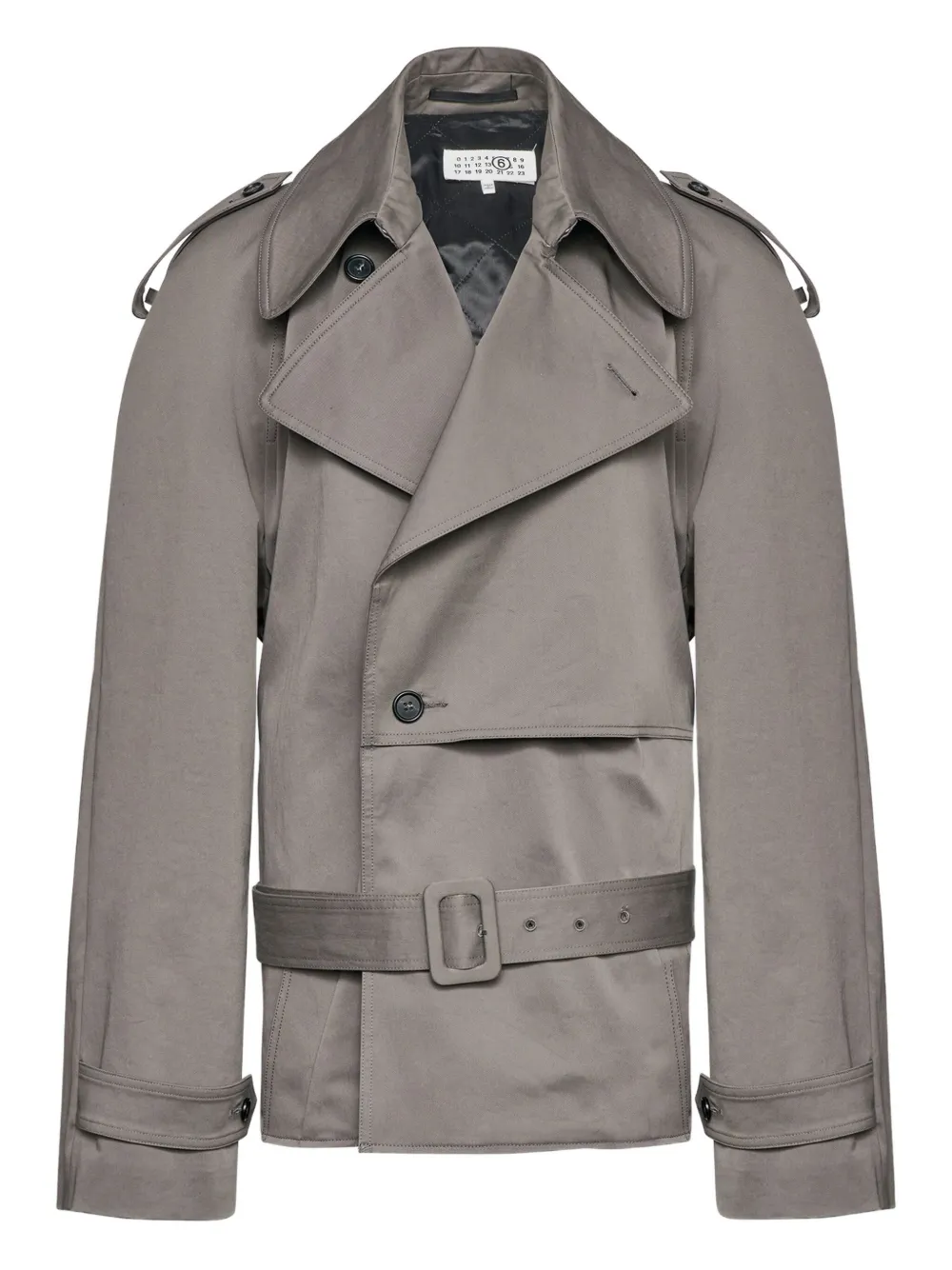 MM6 Maison Margiela Trenchcoat met dubbele rij knopen en ceintuur Grijs