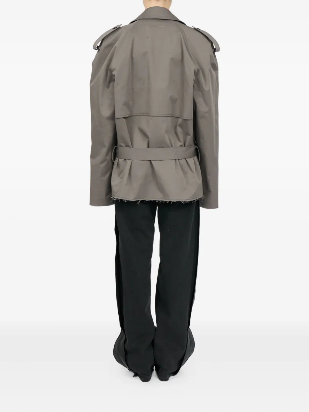 MM6 Maison Margiela Trenchcoat met dubbele rij knopen en ceintuur Grijs