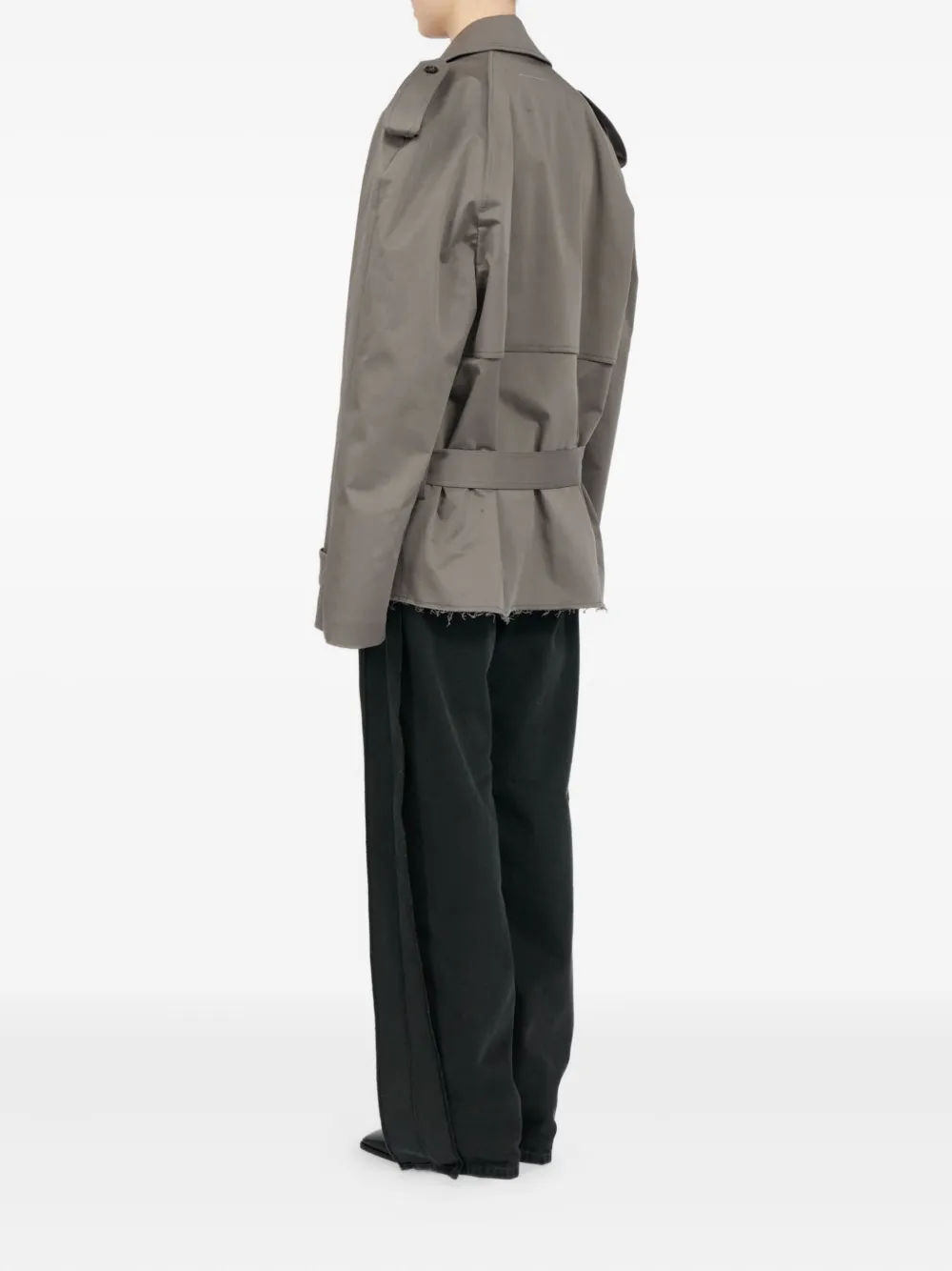 MM6 Maison Margiela Trenchcoat met dubbele rij knopen en ceintuur Grijs
