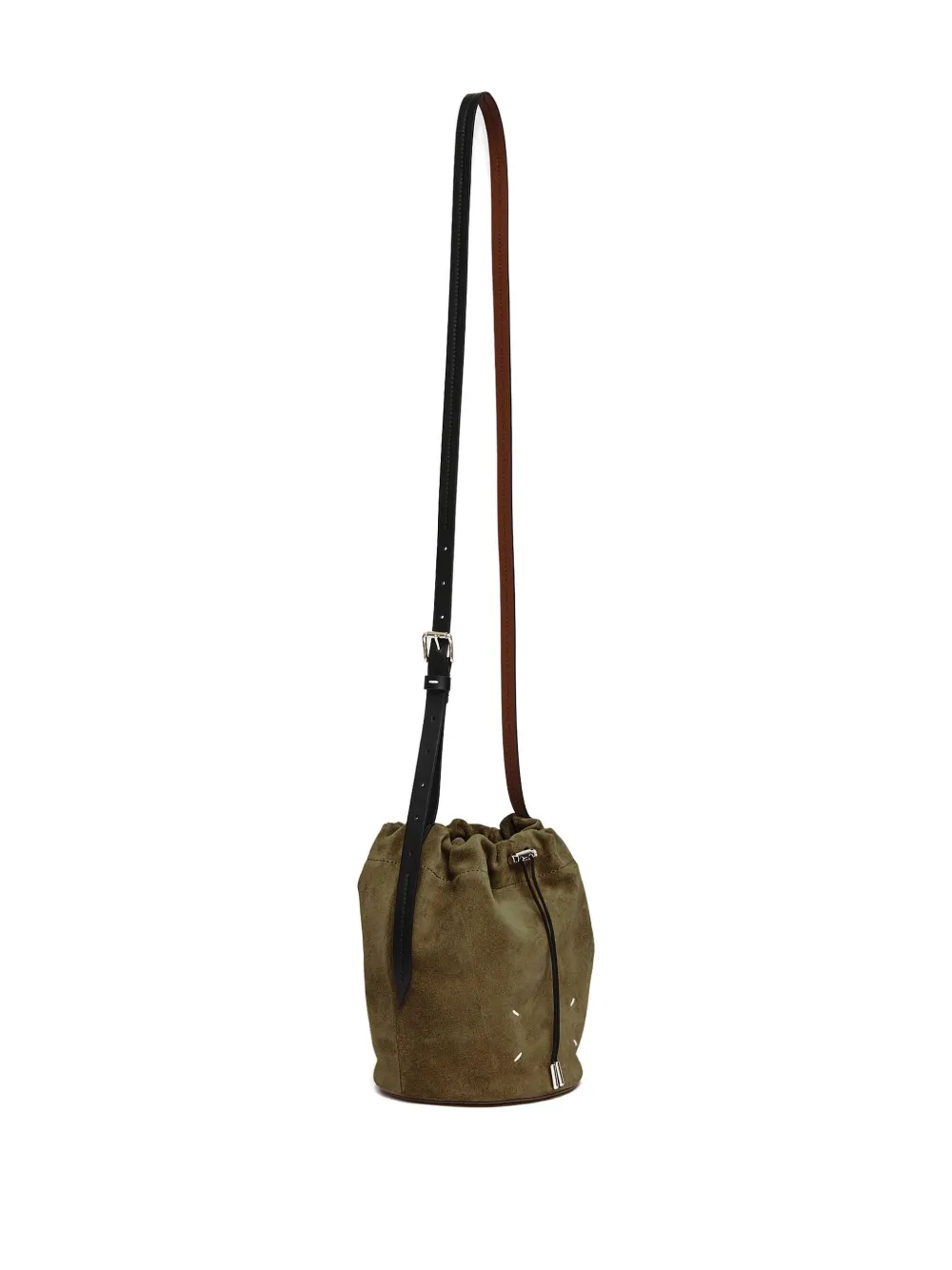 Maison Margiela Drawstring Leather Bucket Bag In Green