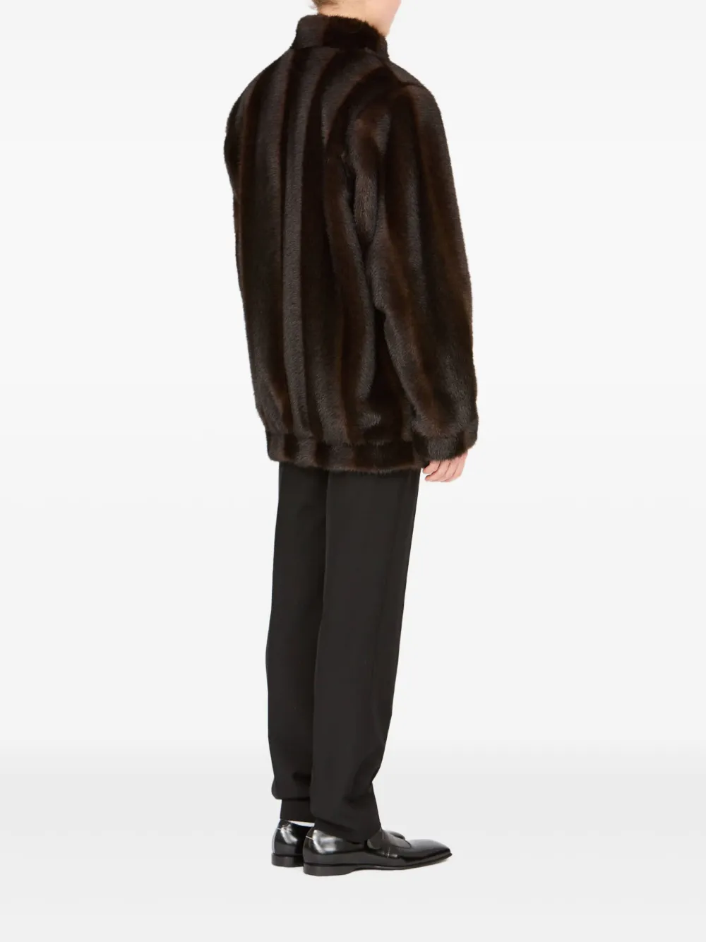 Mm6 Maison Margiela Luxurious Faux Fur High Collar Jacket In Brown