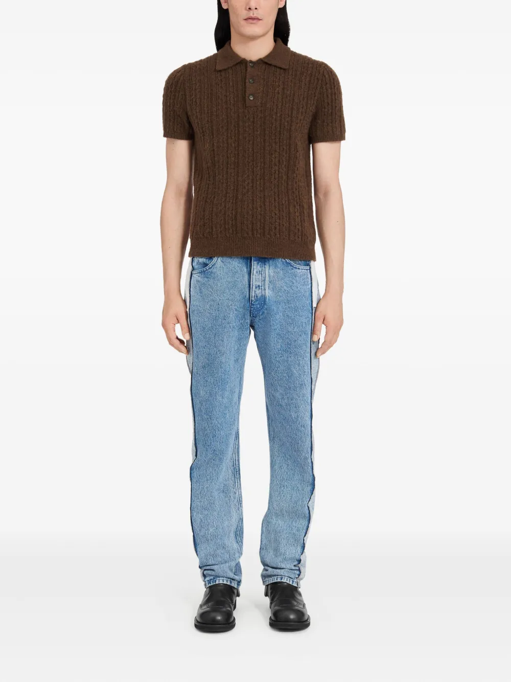 MM6 Maison Margiela Kabelgebreid poloshirt - Bruin