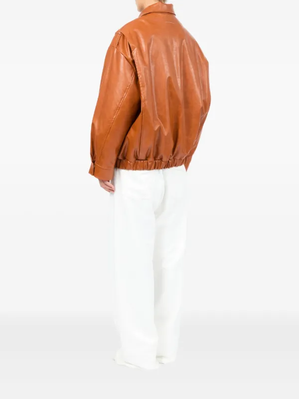 MM6 Maison Margiela ジップアップ レザージャケット | オレンジ