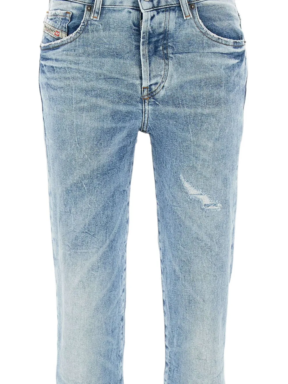 Shop Diesel Distressed Straight-leg Jeans