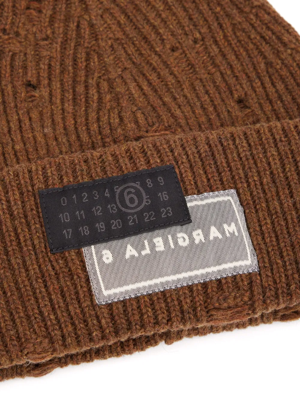 MM6 Maison Margiela Ribgebreide muts Bruin