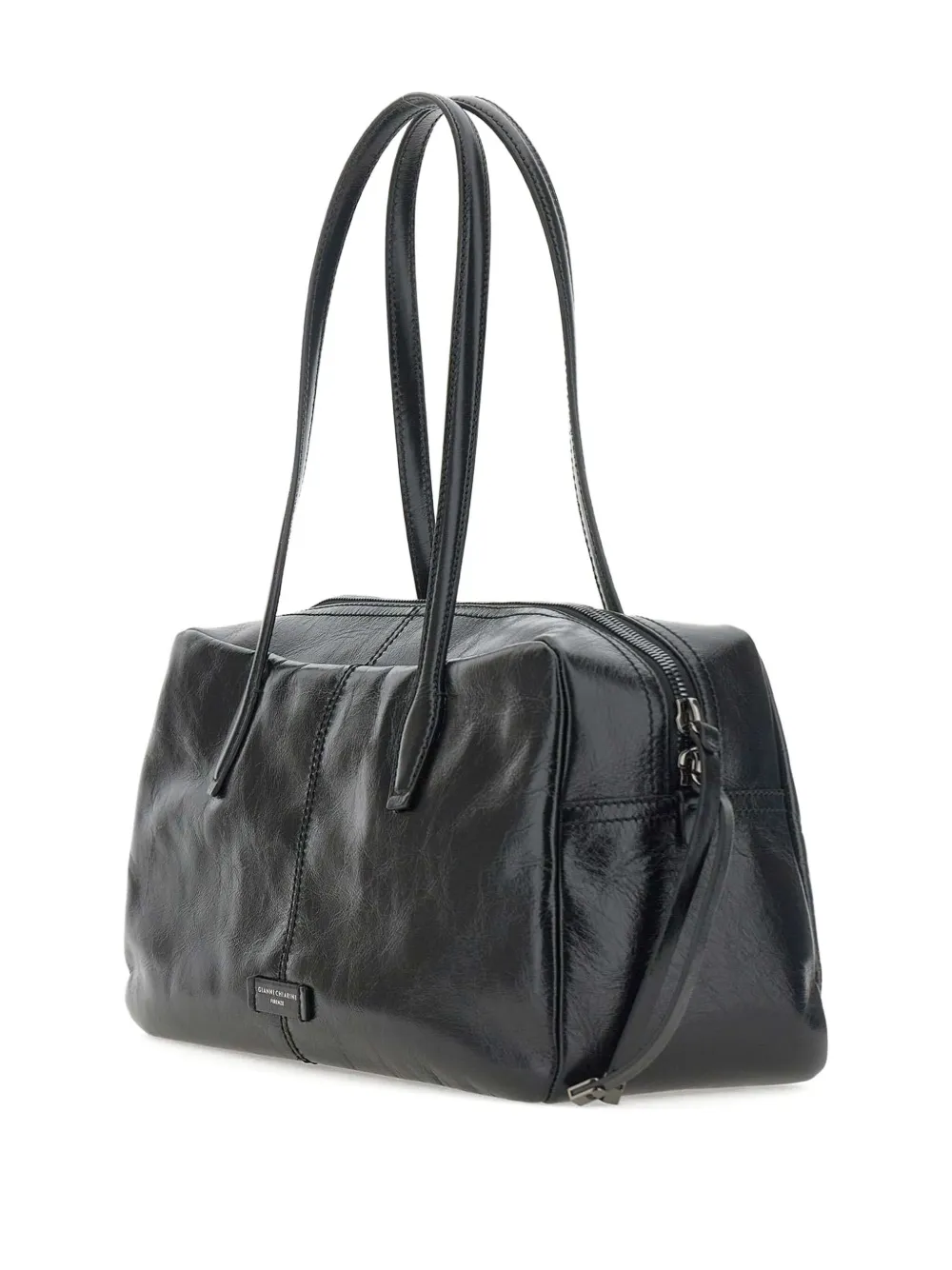 GIANNI CHIARINI Leren shopper met rits Zwart
