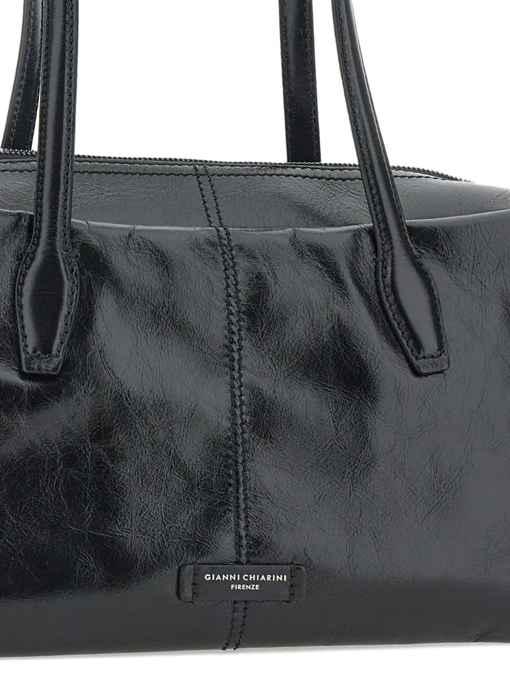 GIANNI CHIARINI Leren shopper met rits Zwart