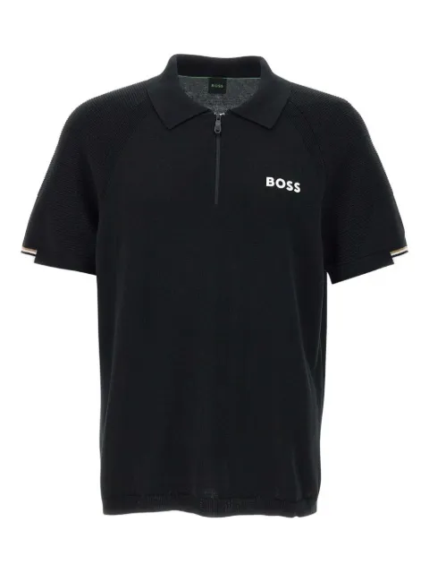 BOSS zip-neck polo shirt