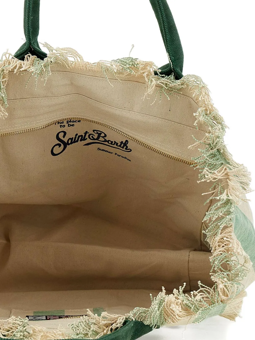 MC2 Saint Barth Vanity gestreepte shopper met franje Groen
