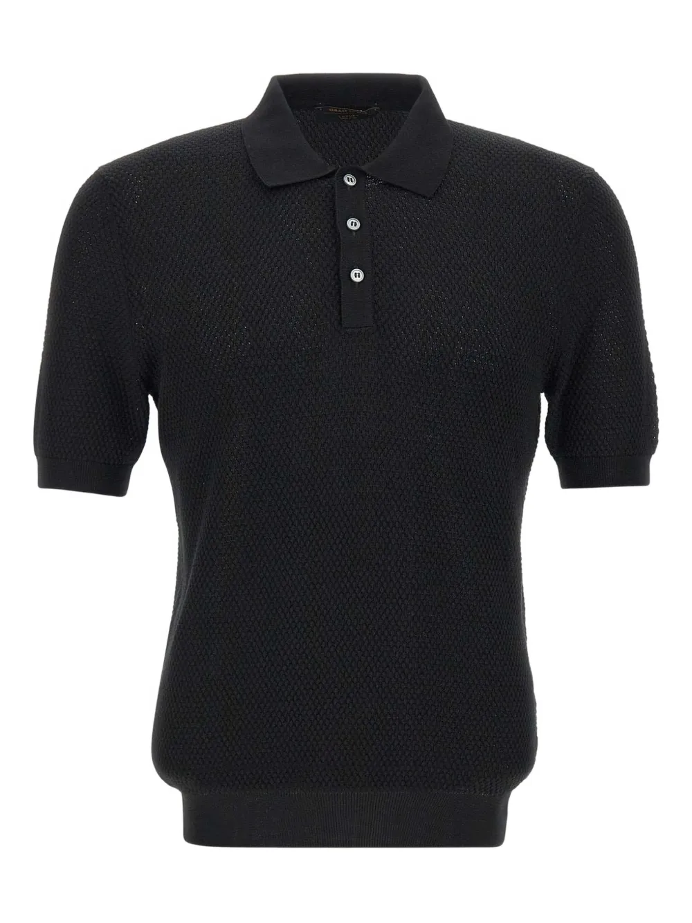 Gran Sasso textured-knit short-sleeve polo shirt | Black | Image 1
