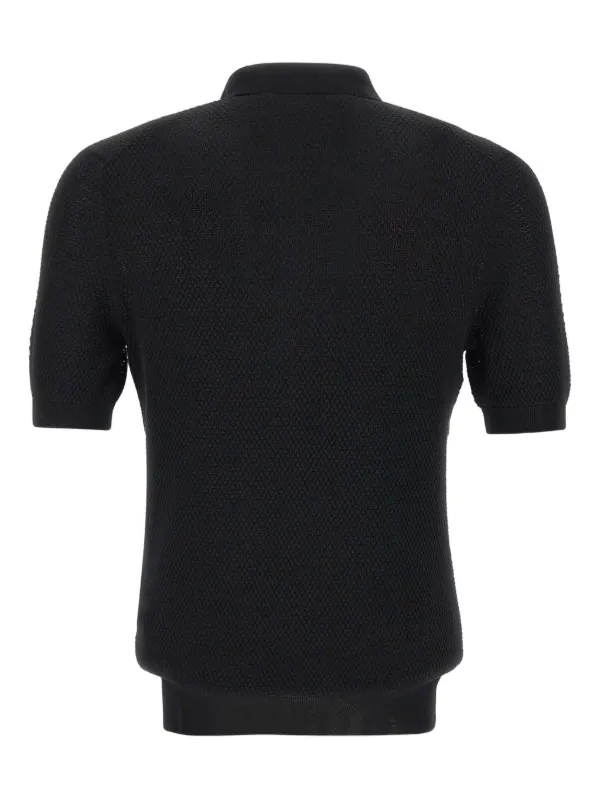 Gran Sasso textured-knit short-sleeve Polo Shirt | Black | FARFETCH IN