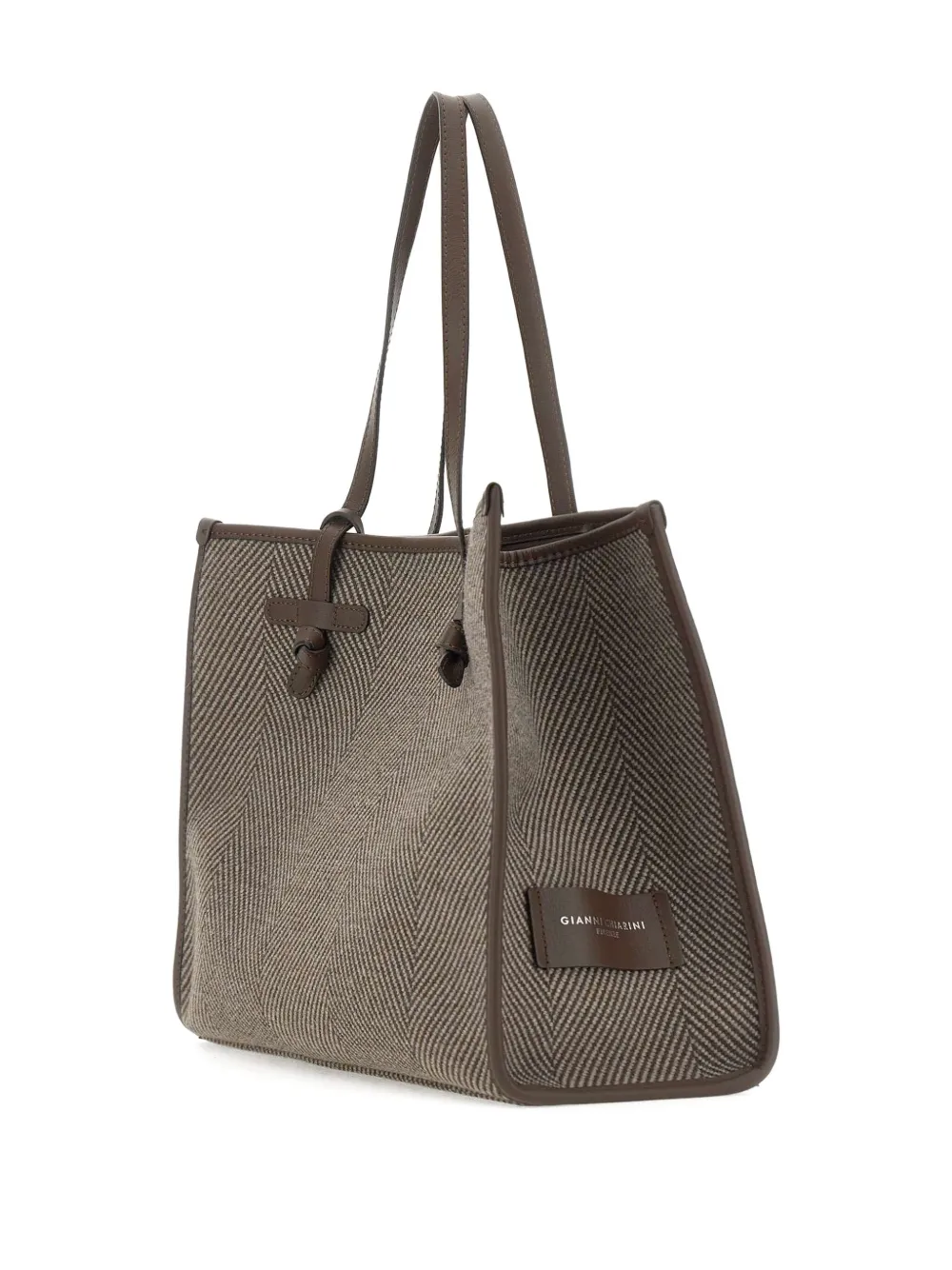 GIANNI CHIARINI Marcella shopper met visgraatpatroon Bruin