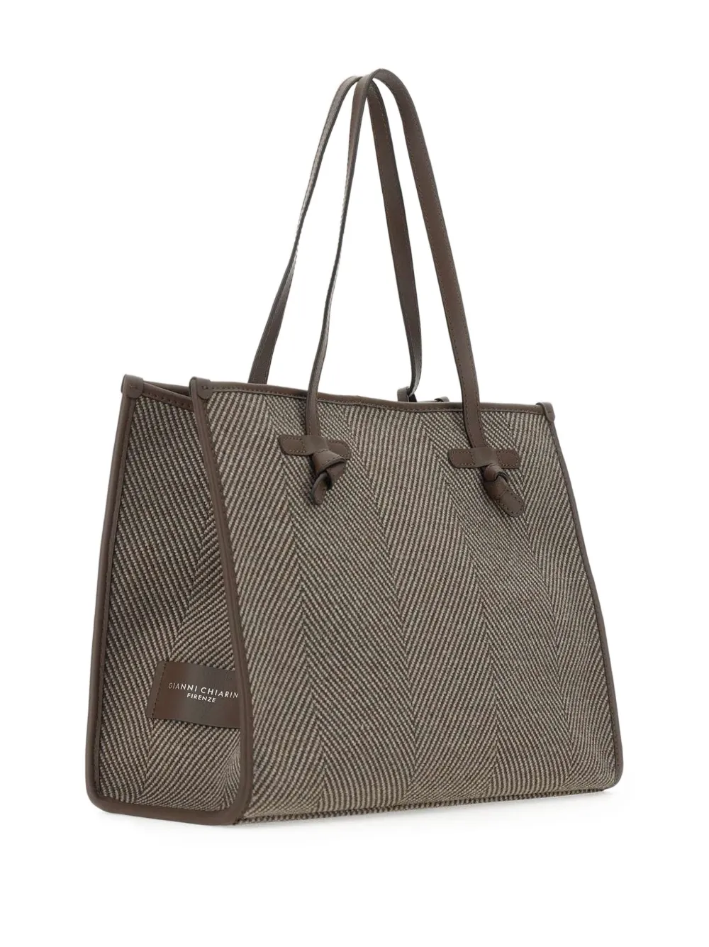 GIANNI CHIARINI Marcella shopper met visgraatpatroon Bruin