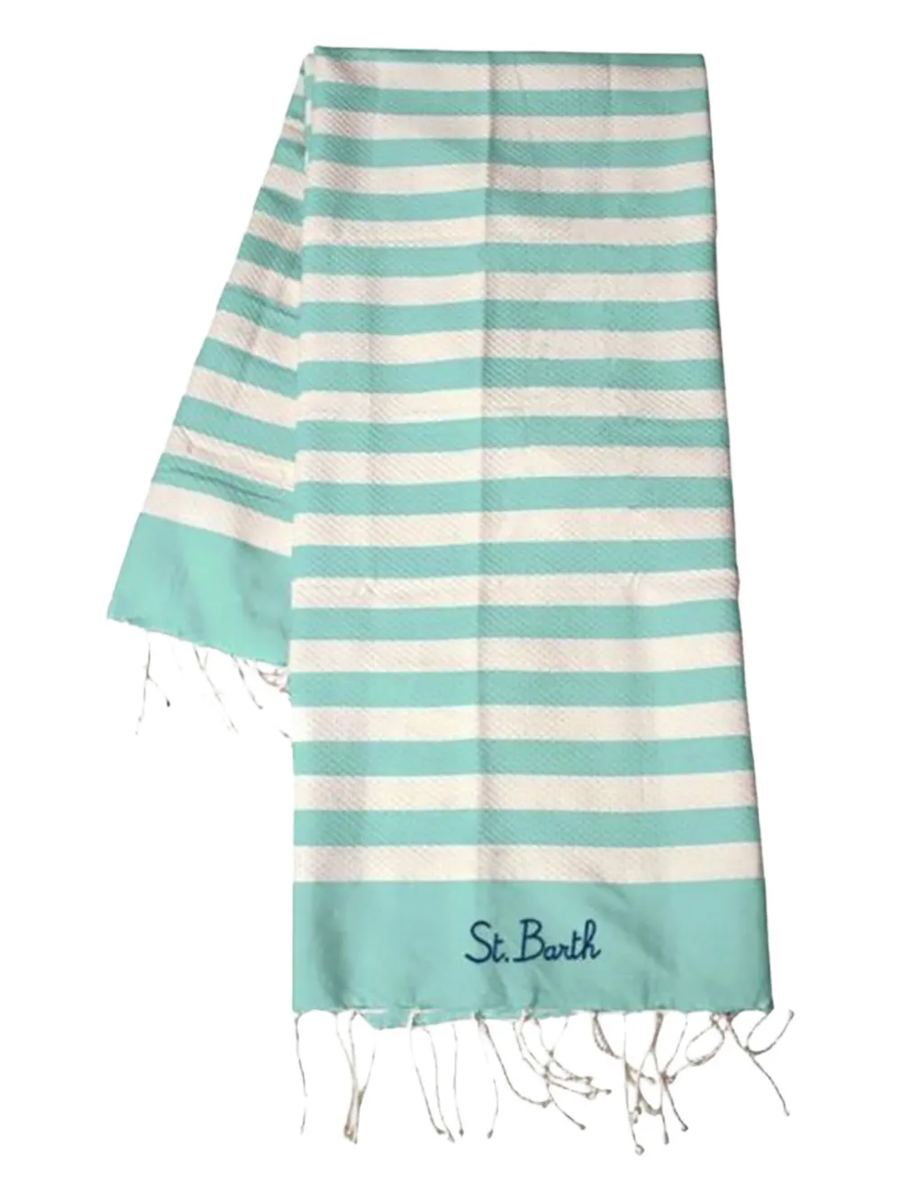 MC2 Saint Barth striped fringed towel | Green | Image 1