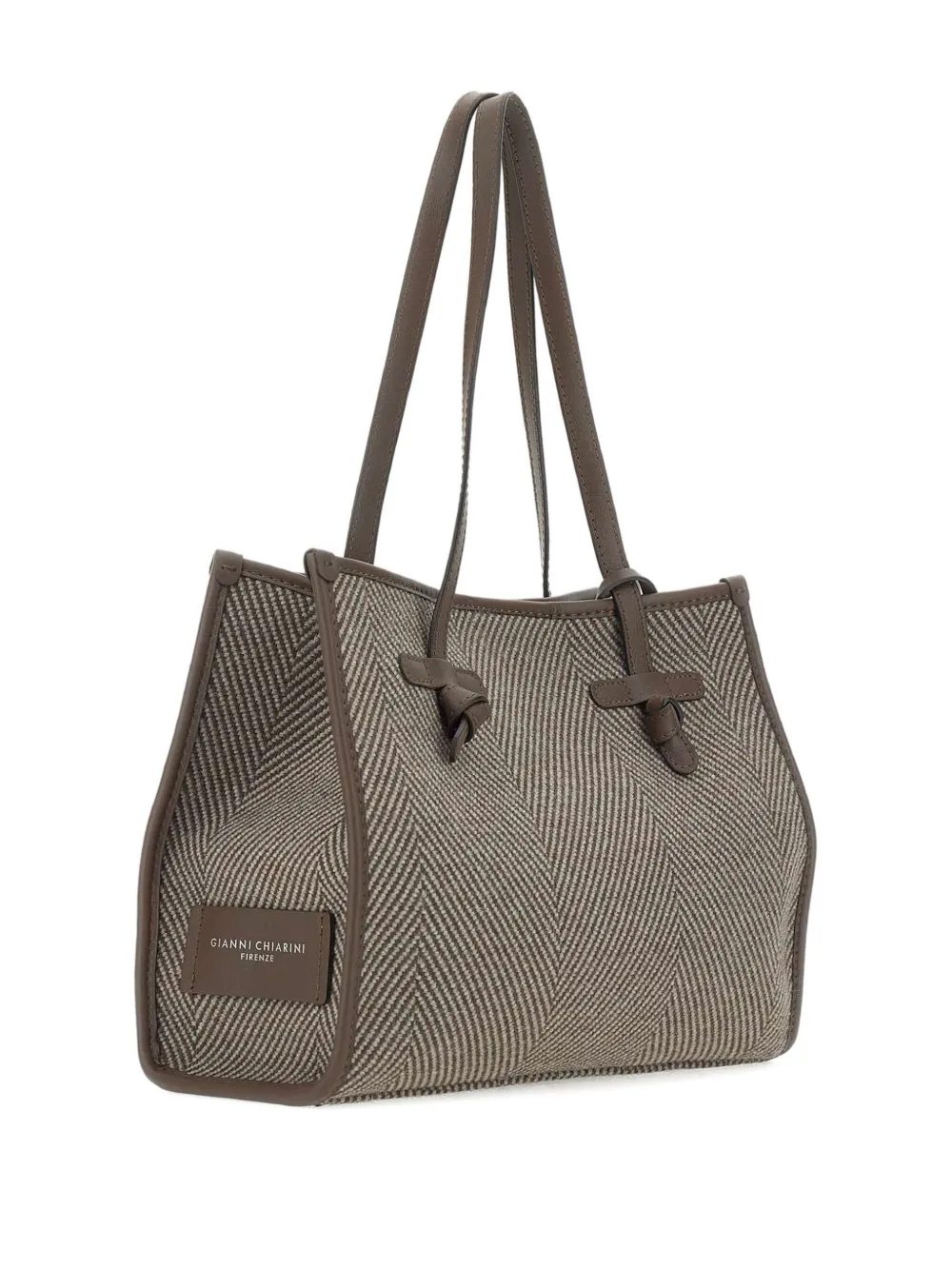 GIANNI CHIARINI Marcella shopper met visgraatpatroon Bruin
