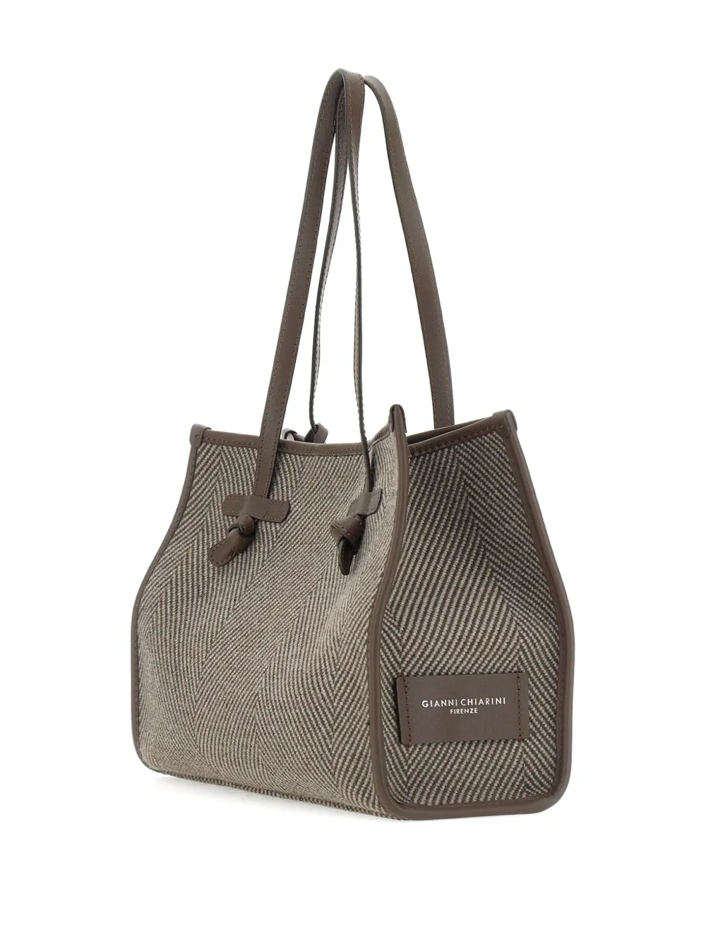 GIANNI CHIARINI Marcella shopper met visgraatpatroon Bruin