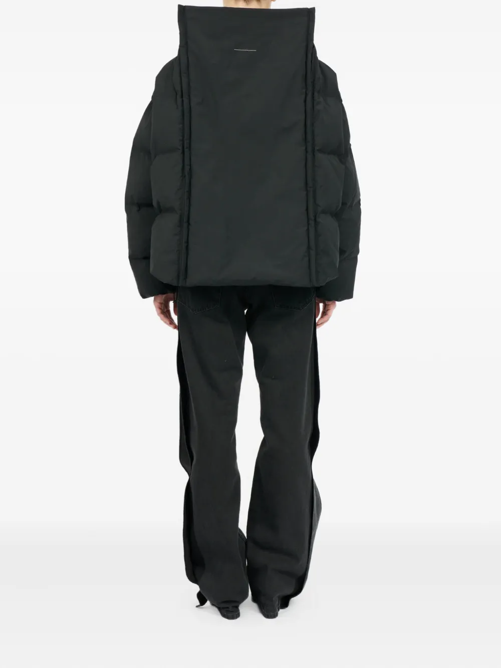 Mm6 Maison Margiela Short Puffer Jacket High Collar In Black