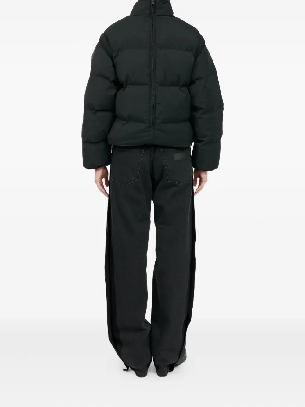 Mm6 Maison Margiela Short Puffer Jacket High Collar In Black